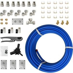 1/2 In Compressed Air Piping System Kit 100FT PE Tubing Manifold Fittings Blue